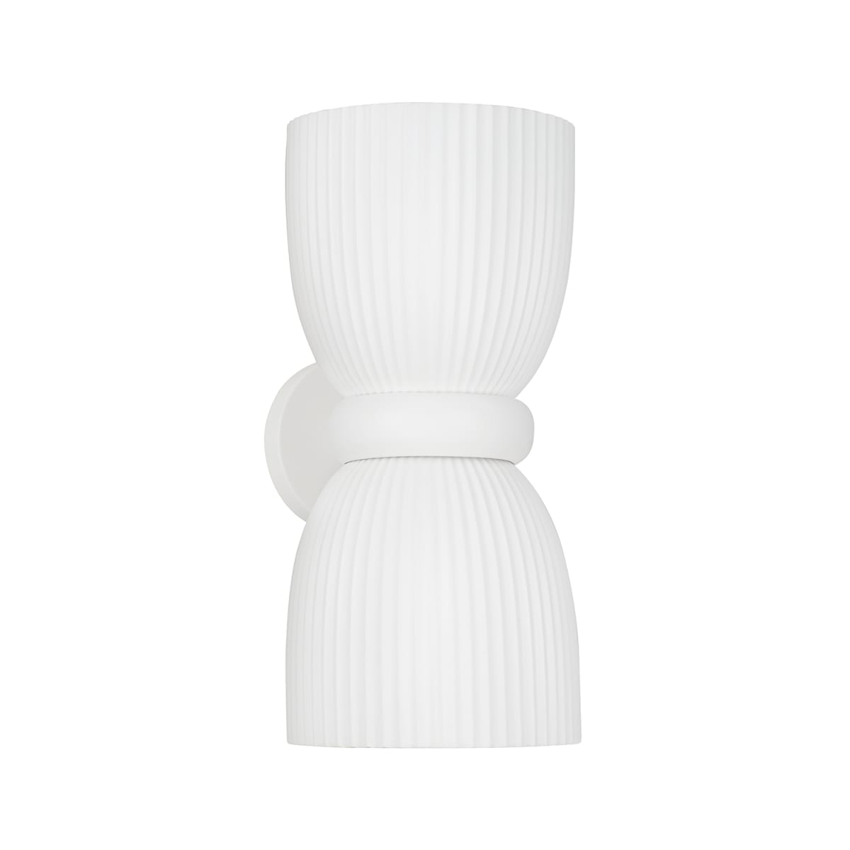8" W x 16.75" H 2-Light Handcrafted Fluted Ceramic Sconce in Matte White