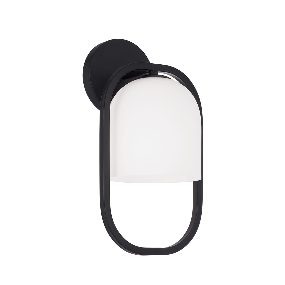 7.5" W X 14" H 1-Light Capsule Sconce in Matte Black with Soft White Glass