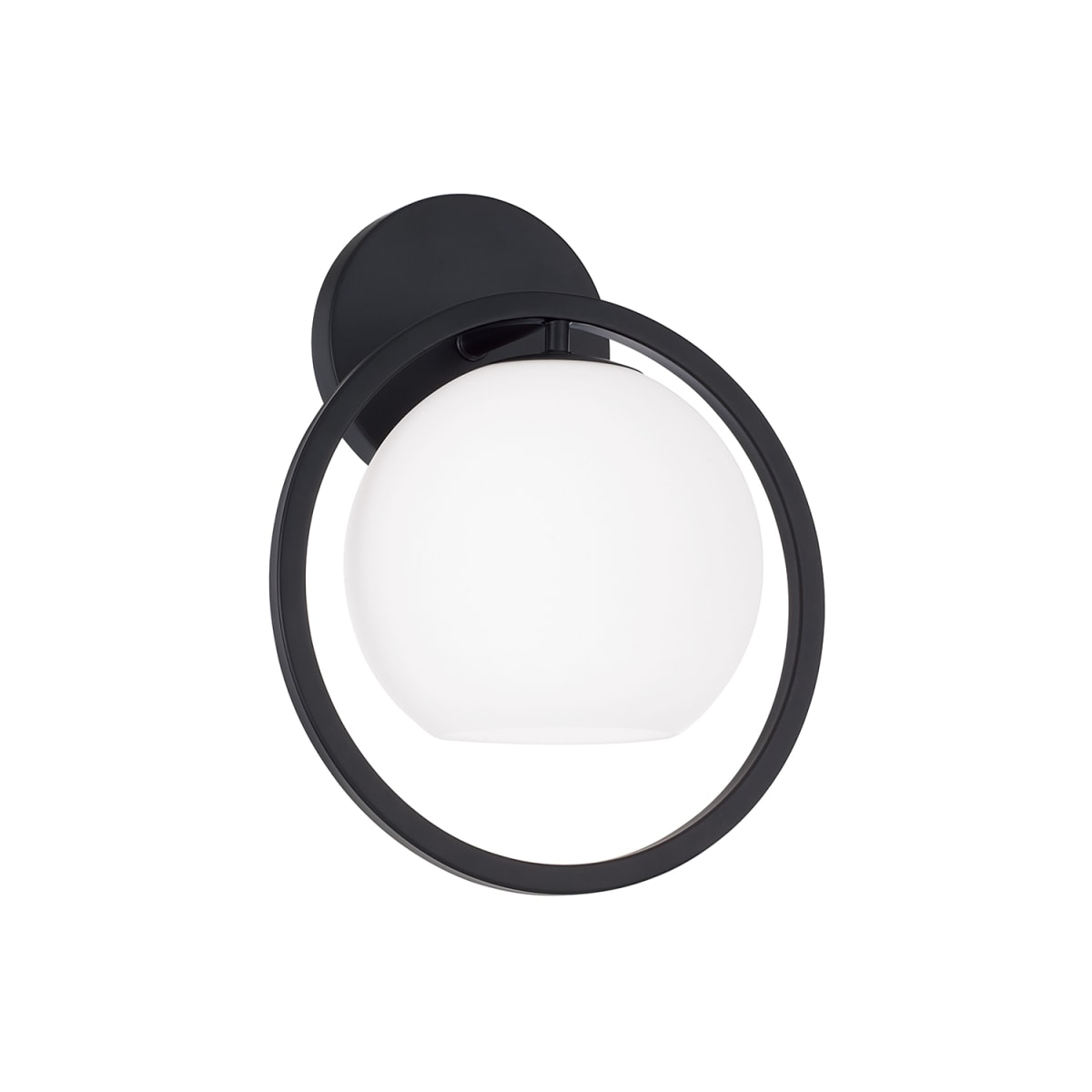 9.5" W X 12" H 1-Light Circle Sconce in Matte Black with Soft White Glass