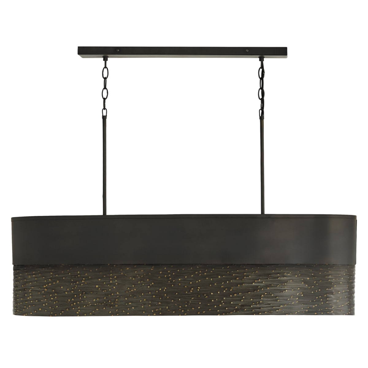 43" W x 12" H x 13" E 5-Light Linear Oval Linear in Grey Iron with Intricately Hand-Wound Steel Wire and Brass Speckling