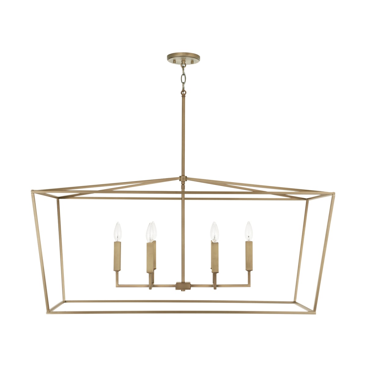 42" W x 20.5" H x 20" E 6-Light Lantern Linear in Aged Brass