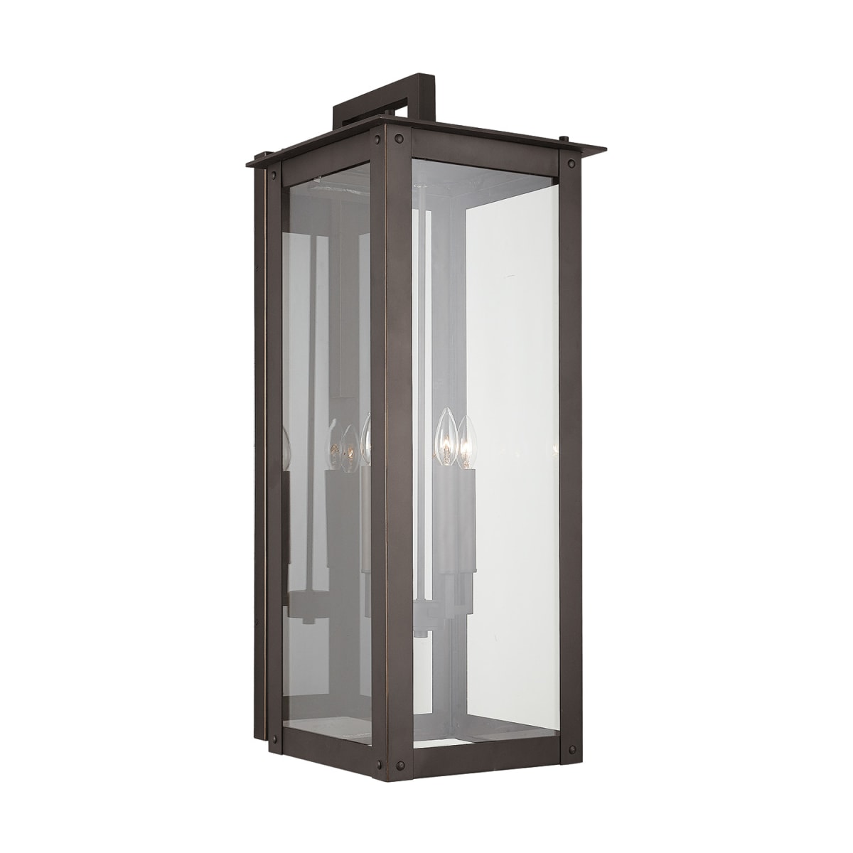 14"W x 36"H Outdoor 4-Light Clear Glass Wall Lantern in Oiled Bronze
