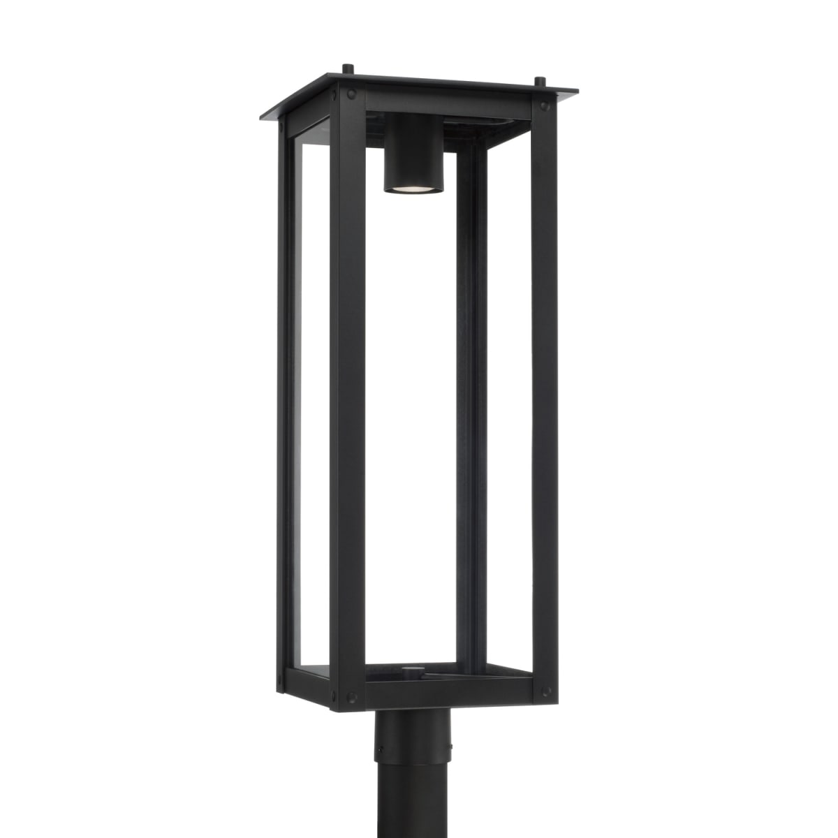 11"W x 29"H 1-Light Post Lantern in Black with Clear Glass GU Twist Lock Night Sky Friendly
