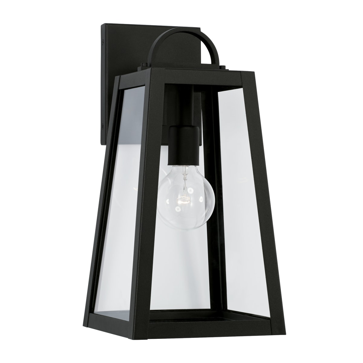 8"W x 16"H 1-Light Outdoor Wall Lantern in Black with Clear Glass