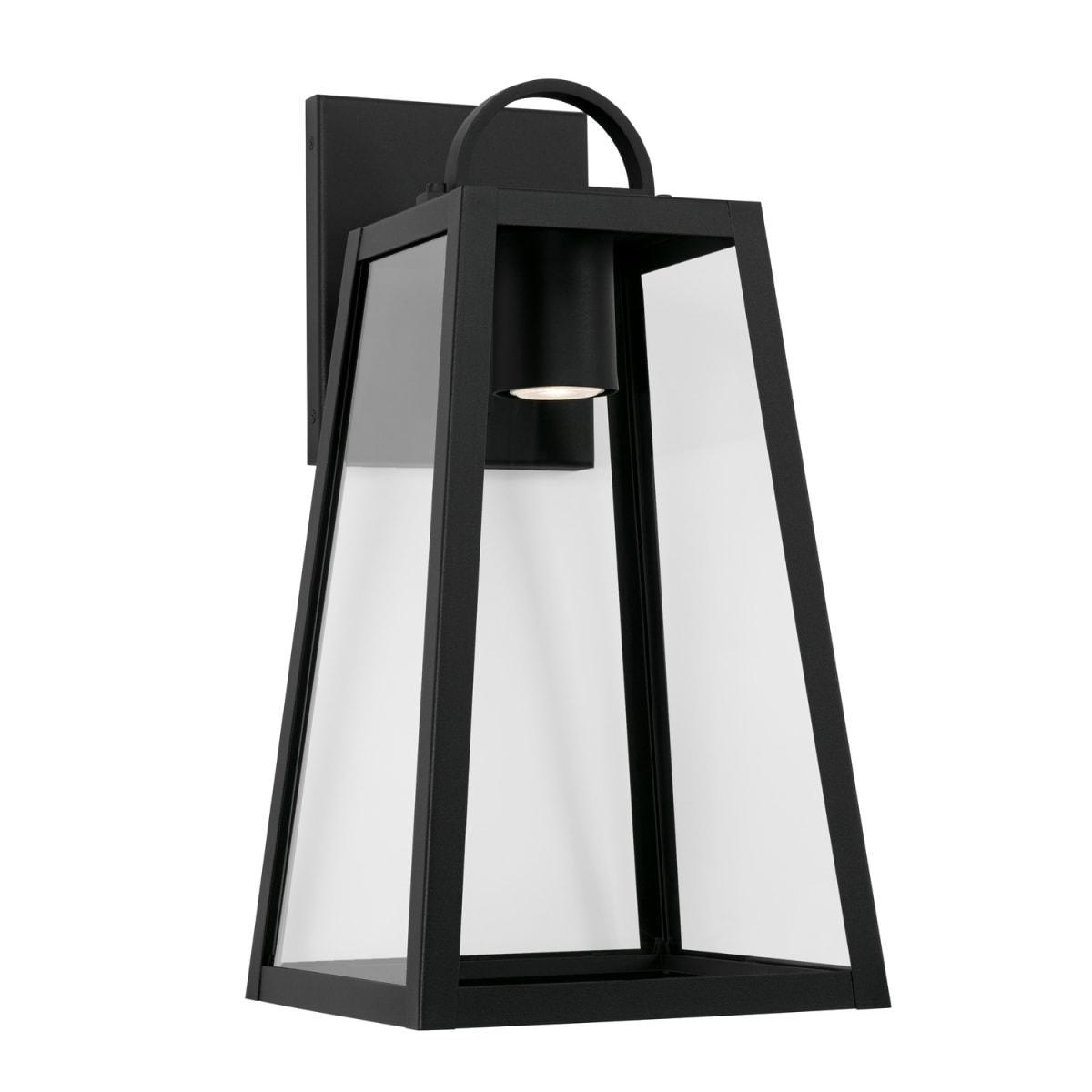 10"W x 19.5"H Minimal Light Pollution Outdoor Wall Lantern in Black with Clear Glass