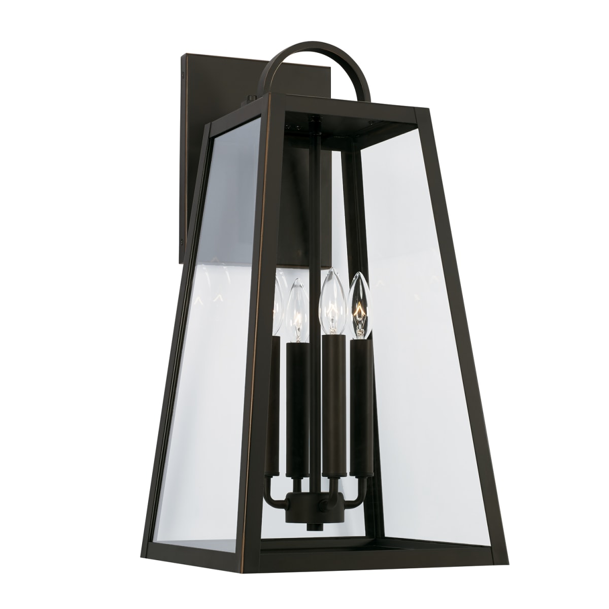 12"W x 23"H 4-Light Outdoor Wall Lantern in Oiled Bronze with Clear Glass