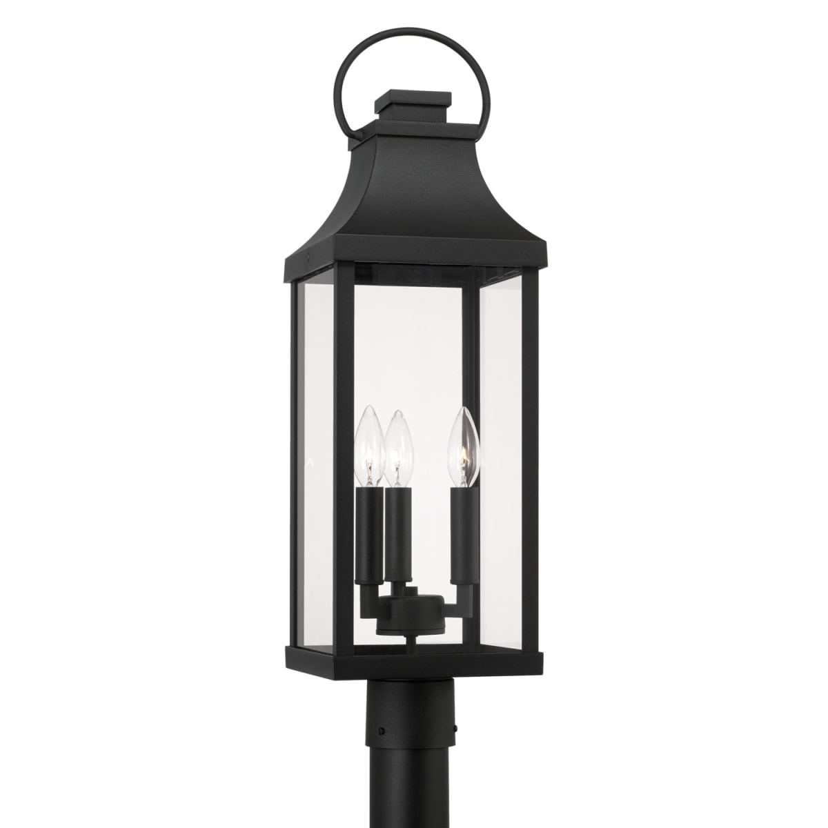 8" W x 27" H Outdoor 3-Light Post Lantern in Black with Clear Glass and Fits 3inch Post (sold separately)