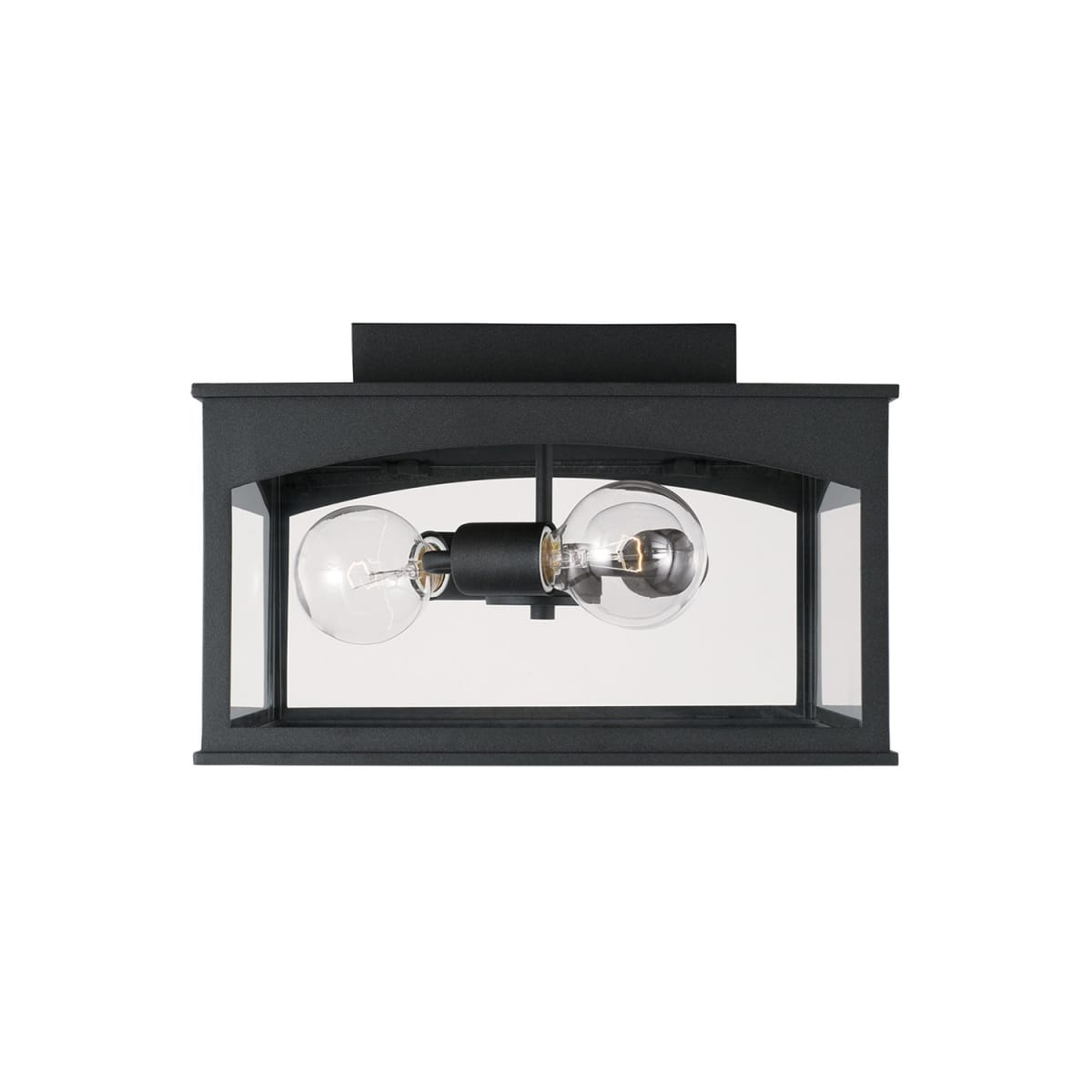 14" W x 9" H Outdoor 3-Light Flush in Black with Clear Glass