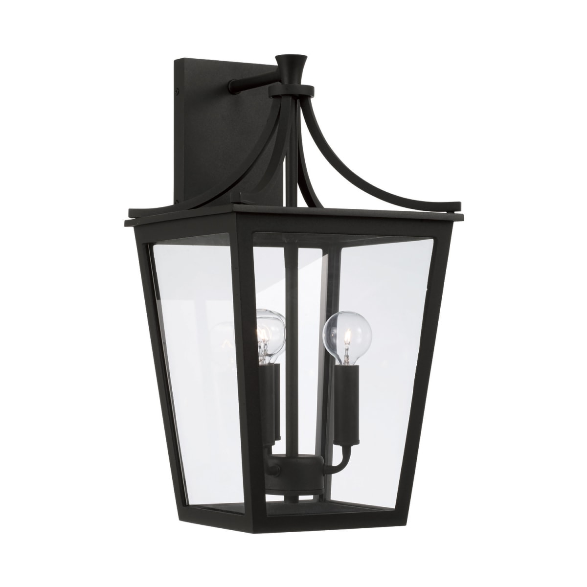 10"W x 19.25"H 3-Light Outdoor Wall Lantern in Black with Clear Glass