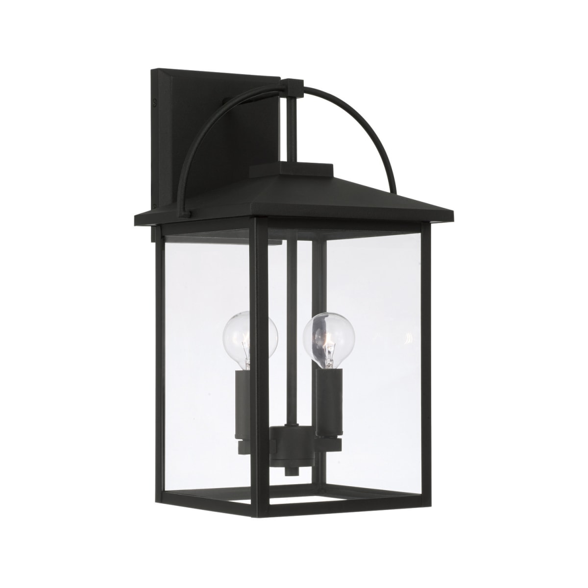 9.5"W x 16.5"H 2-Light Outdoor Wall Lantern in Black with Clear Glass