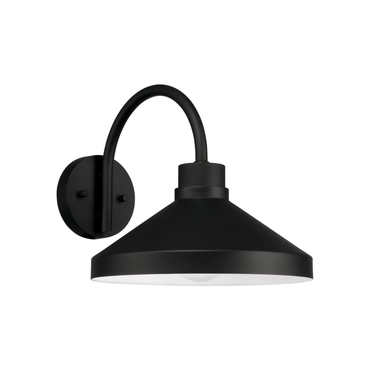 11.25"W x 10.50"H 1-Light Outdoor Cone Wall Lantern Barn Light in Black with White Interior