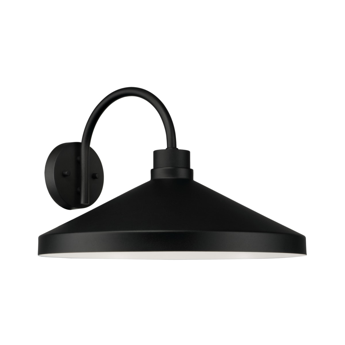 17.25"W x 11.50"H 1-Light Outdoor Cone Wall Lantern Barn Light in Black with White Interior
