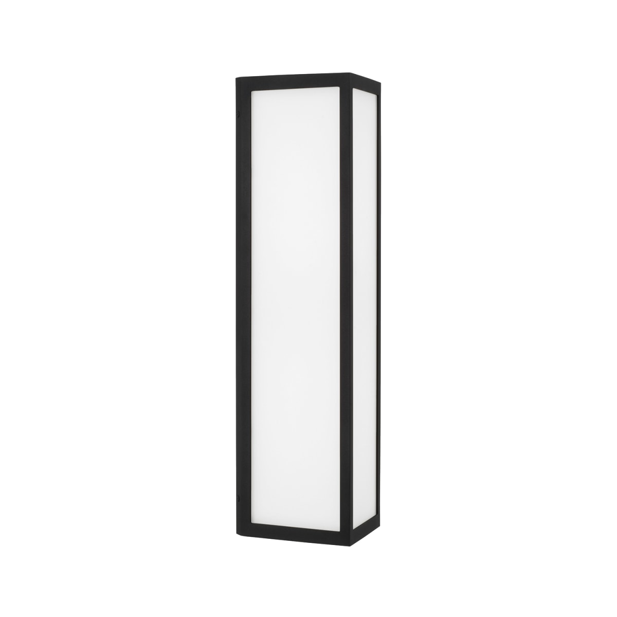 7.5" W x 22.5" H Integrated LED Outdoor Wall Lantern in Black with Painted White Glass