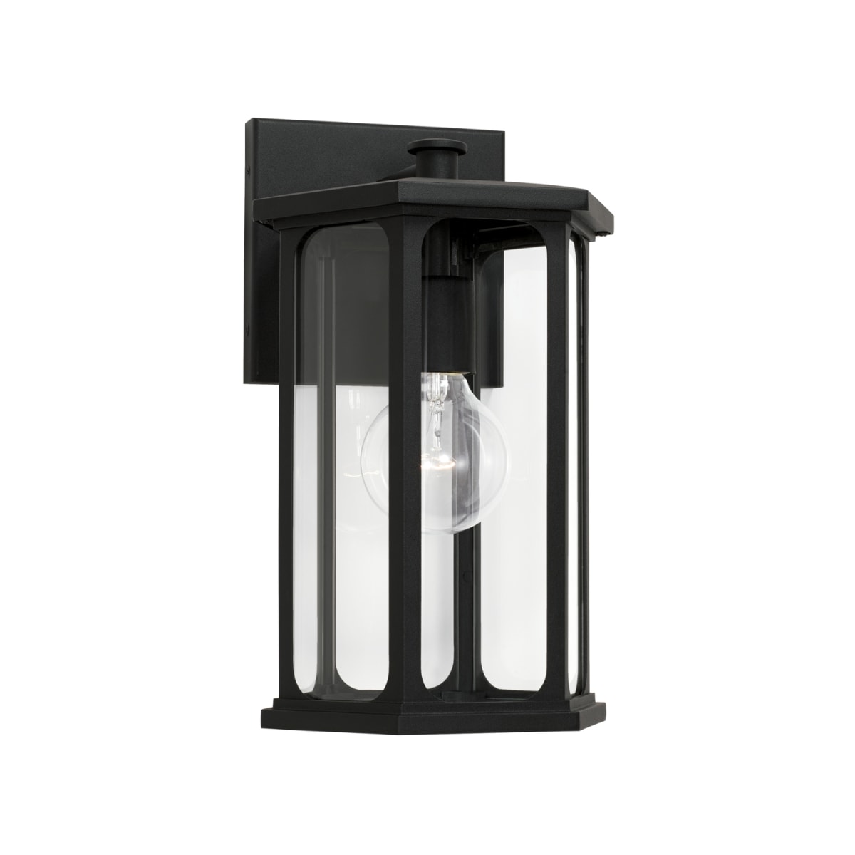 8" W x 13" H Outdoor 1-Light Small Wall Lantern in Black with Clear Glass