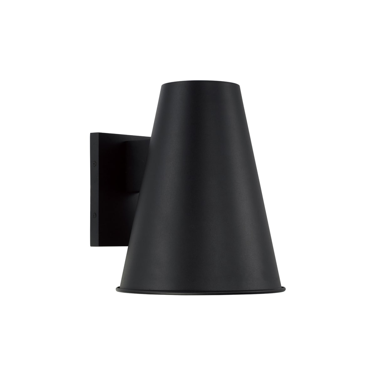 10" W x 12" H 1-Light Outdoor Night Sky Friendly Cone Wall Lantern in Black with Painted White Interior