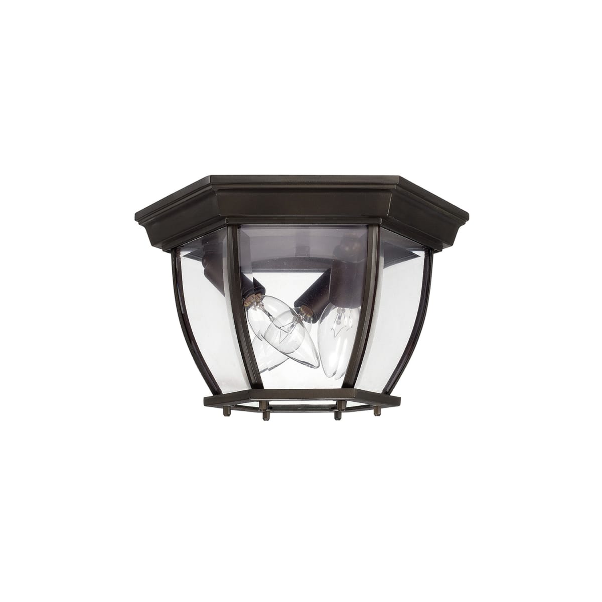11" W x 7" H Outdoor 3-Light Clear Beveled Glass Outdoor Flush Mount in Old Bronze