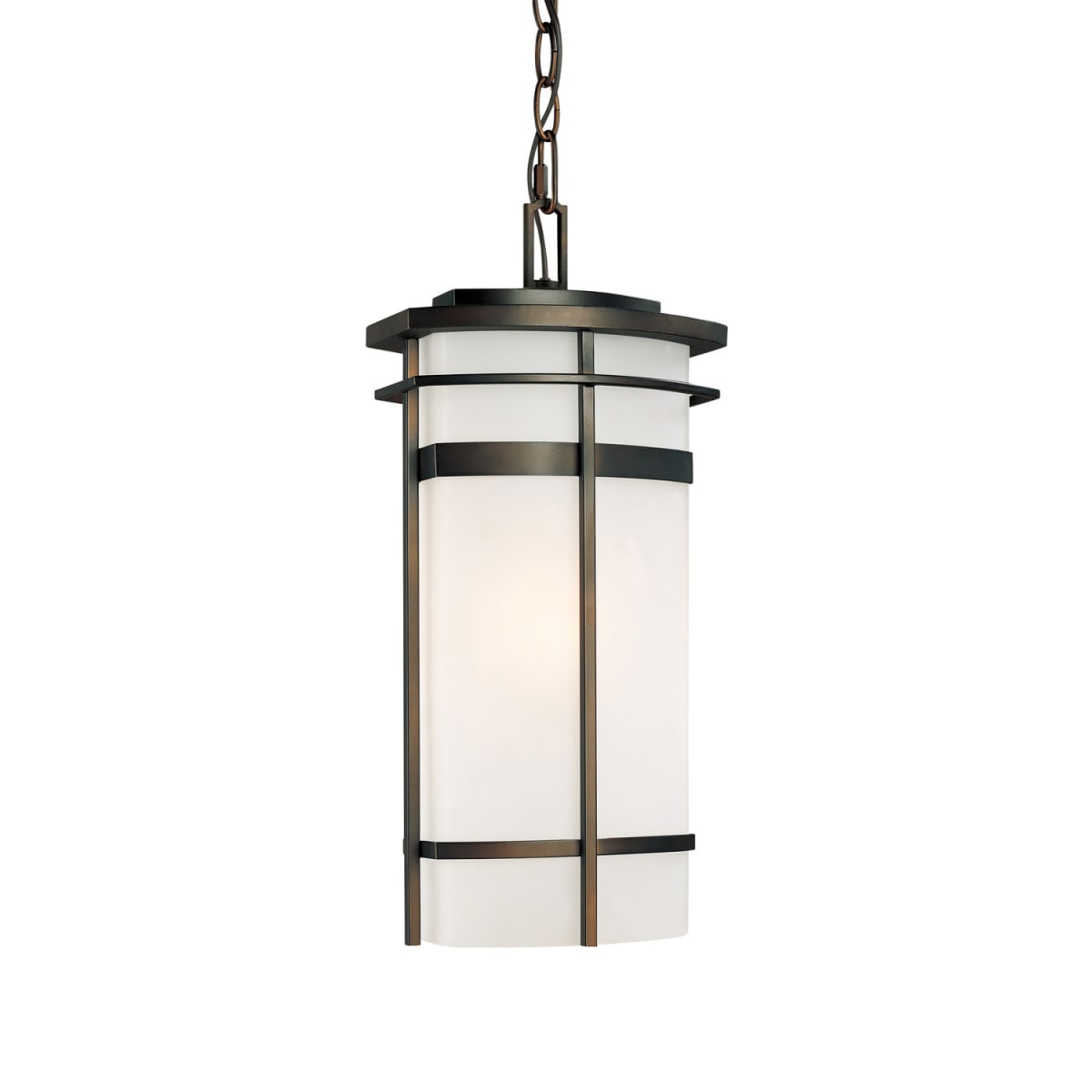 8" W x 17" H 1-Light Frosted Glass Outdoor Hanging Lantern in Old Bronze