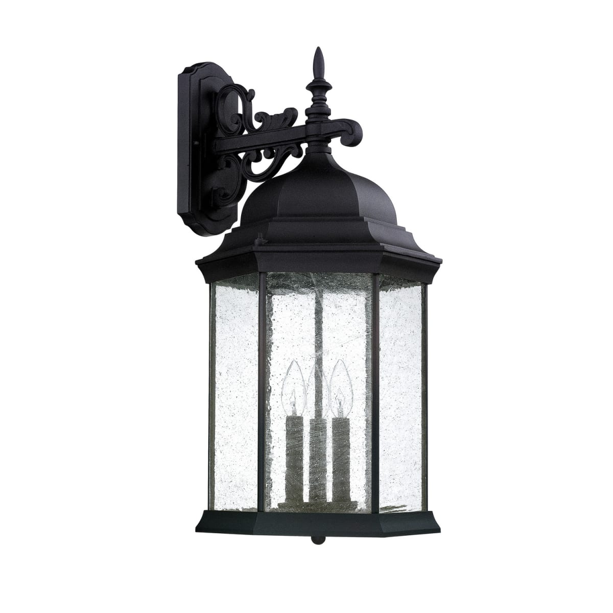 12"W x 25.5"H 3-Light Antiqued Glass Outdoor Wall Lantern