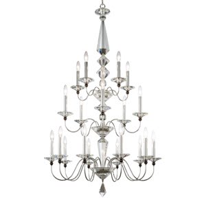 Jasmine 20 Light 120V Chandelier in Polished Silver with Clear Optic Crystal