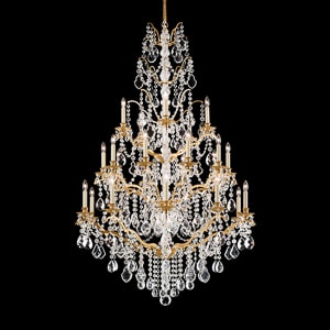 Bordeaux 25 Light 120V Chandelier in French Gold with Clear Heritage Handcut Crystal