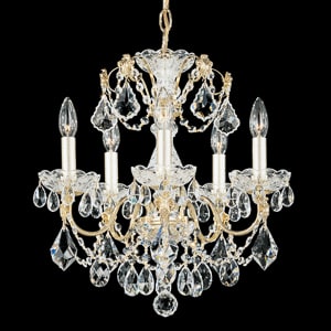 Century 5 Light 120V Chandelier in Heirloom Gold with Clear Heritage Handcut Crystal