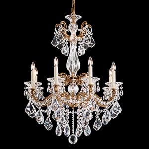 La Scala 8 Light 120V Chandelier in Heirloom Gold with Clear Radiance Crystal