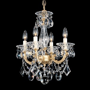 La Scala 4 Light 120V Chandelier in Florentine Bronze with Clear Heritage Handcut Crystal