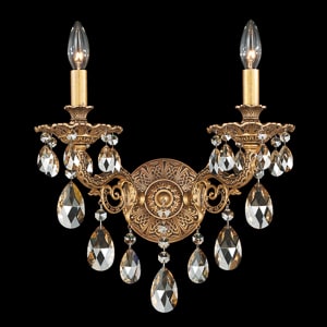 Milano 2 Light 120V Wall Sconce in Heirloom Gold with Clear Radiance Crystal