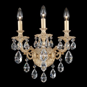Milano 3 Light 120V Wall Sconce in Heirloom Bronze with Clear Heritage Handcut Crystal