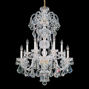 Olde World 12 Light 120V Chandelier in Aurelia with Clear Heritage Handcut Crystal