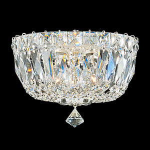 Petit Crystal Deluxe 3 Light 120V Flush Mount in Aurelia with Clear Optic Crystal