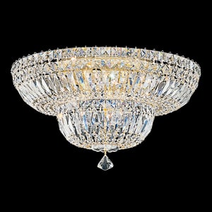 Petit Crystal Deluxe 9 Light 120V Flush Mount in Polished Silver with Clear Optic Crystal