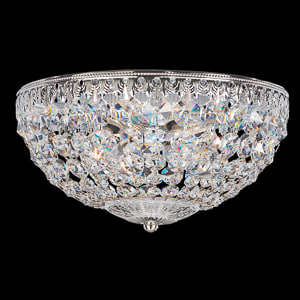 Petit Crystal 4 Light 120V Flush Mount in Polished Silver with Clear Optic Crystal