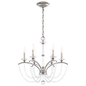 Priscilla 6 Light 120V Chandelier in White with White Pearl