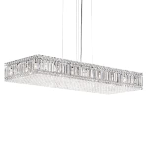 Quantum 23 Light 120V Linear Pendant in Polished Stainless Steel with Clear Radiance Crystal