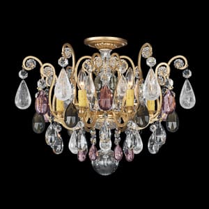 Renaissance Rock Crystal 6 Light 120V Semi-Flush Mount in Antique Silver with Clear Crystal and Rock Crystal