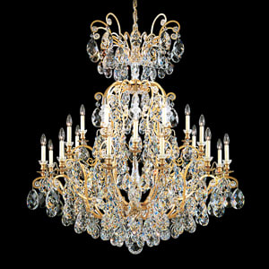 Renaissance 25 Light 120V Chandelier in Black with Clear Heritage Handcut Crystal