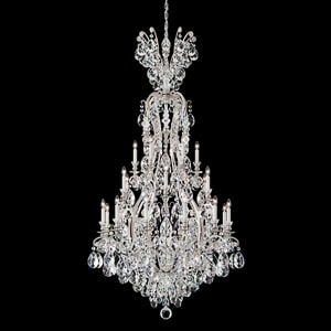 Renaissance 25 Light 120V Chandelier in Antique Silver with Clear Heritage Handcut Crystal