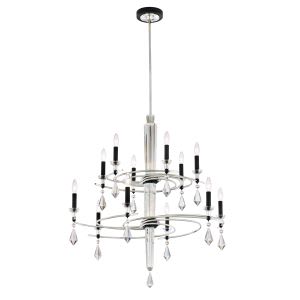 Tempest 12 Light Two Tier 120V Chandelier in Soft Gold/Black with Clear Radiance Crystal