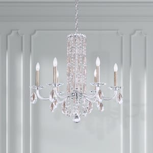 Siena 6 Light 120V Chandelier (No Spikes) in Antique Silver with Clear Heritage Handcut Crystal