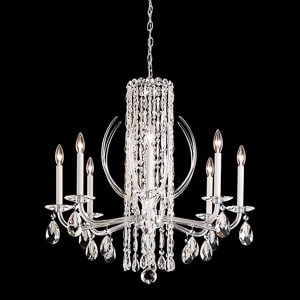 Siena 8 Light 120V Chandelier in White with Clear Heritage Handcut Crystal