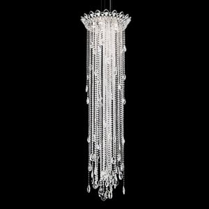 Trilliane Strands 5 Light 120V Pendant in Polished Stainless Steel with Clear Radiance Crystal