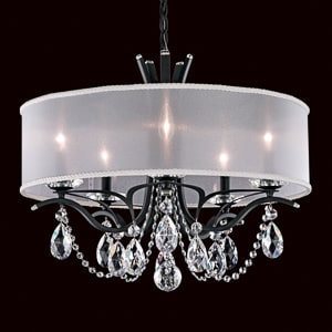 Vesca 5 Light 120V Chandelier in Antique Silver with Clear Radiance Crystal and Gold Shade