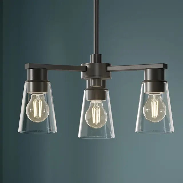 Stamos 18 inch 3 Light Chandelier with Clear Glass in Olde Bronze