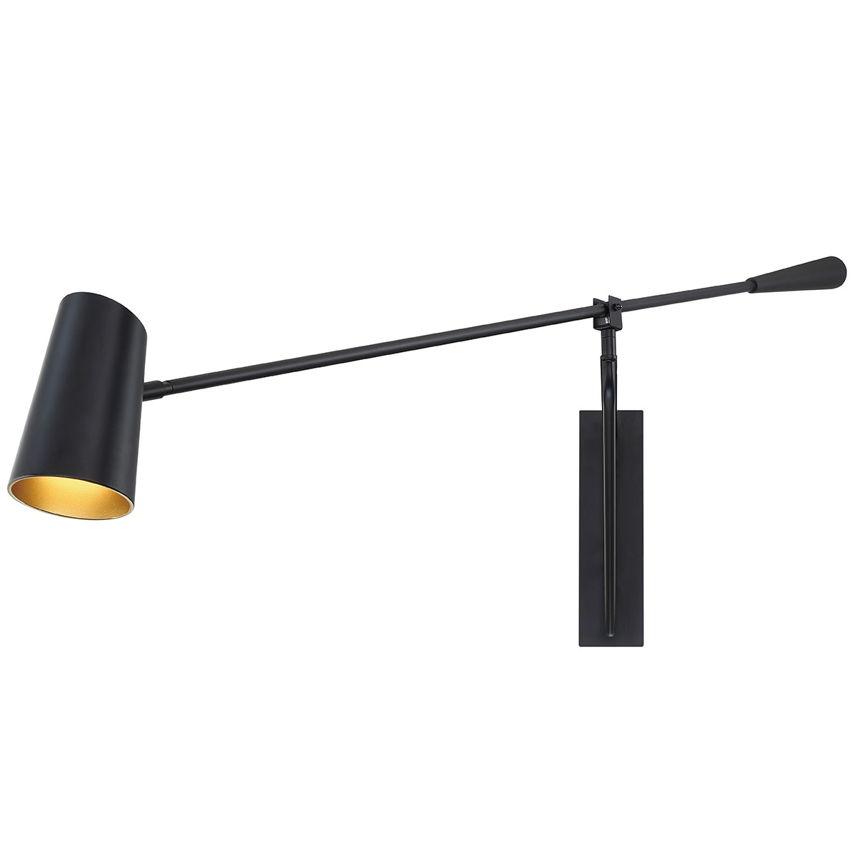 Functionality celebrating engineering. A striking silhouette that combines unique decorative elements, this large Mid-Century Modern adjustable reading light is perfect for illuminating niches in living areas and bedrooms in fine homes and boutique hotels.