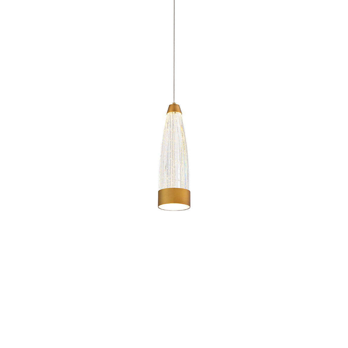Aluminum hardware encases stunning seeded crystal glass that sparkles bright. A fluted grooved diffuser softens powerful LED illumination and fills the room with warm, even illumination. Install Mystic in multiples to make a dramatic design statement.