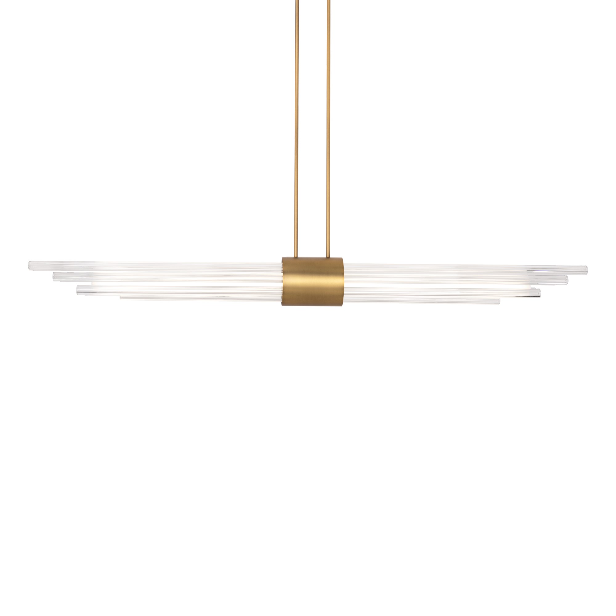 An eye-catching bundle of reeded glass cylinders are nested together creating a striking prismatic effect. Substantial finished hardware elegantly complements the delicate crystalline elements. The textural juxtapositions raise the bar for lighting design. Advanced driver technology helps achieve a clean, architectural look.