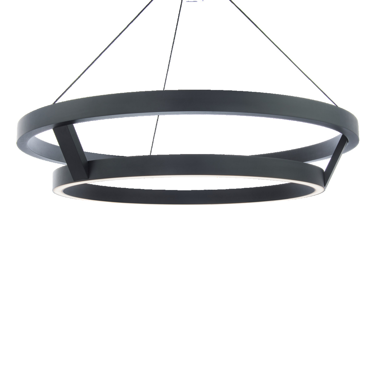 An architecturally scaled, two tiered pendant offering both upward and downward illumination from energy efficient LEDs. Clean curvaceous lines from the streamlined silhouette complement the best in today's upscale interiors.