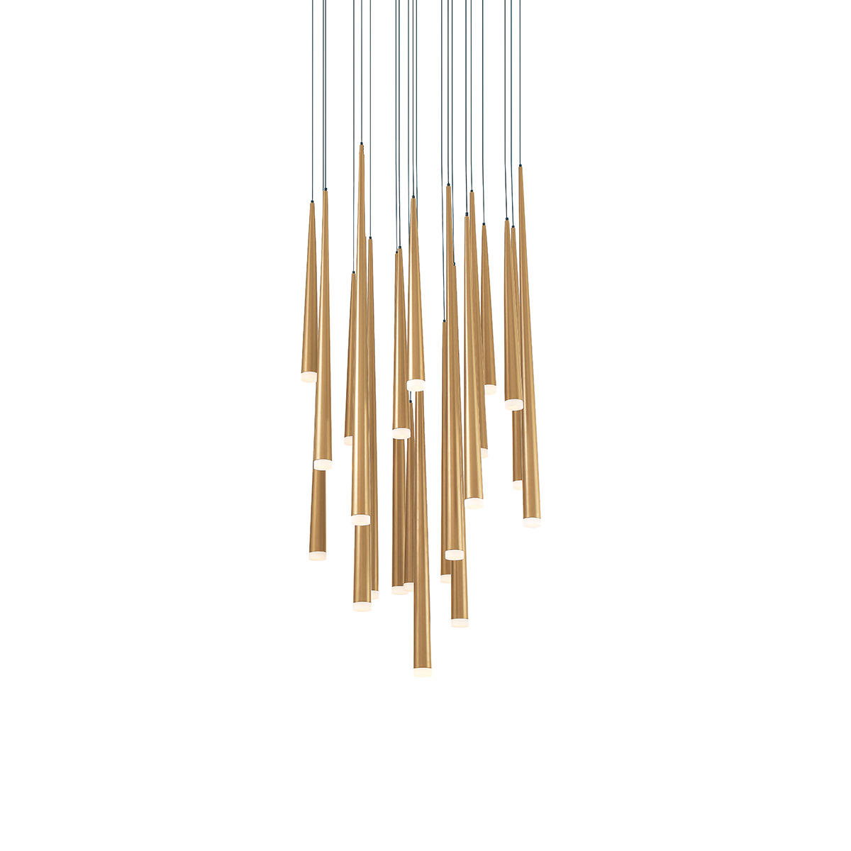 A new aged brass finish updates the original Cascade design for a more refined take on minimalist glam. Each pendant illuminates bountifully while the etched caps punctuate each piece like a chic yet understated exclamation of luxury.
