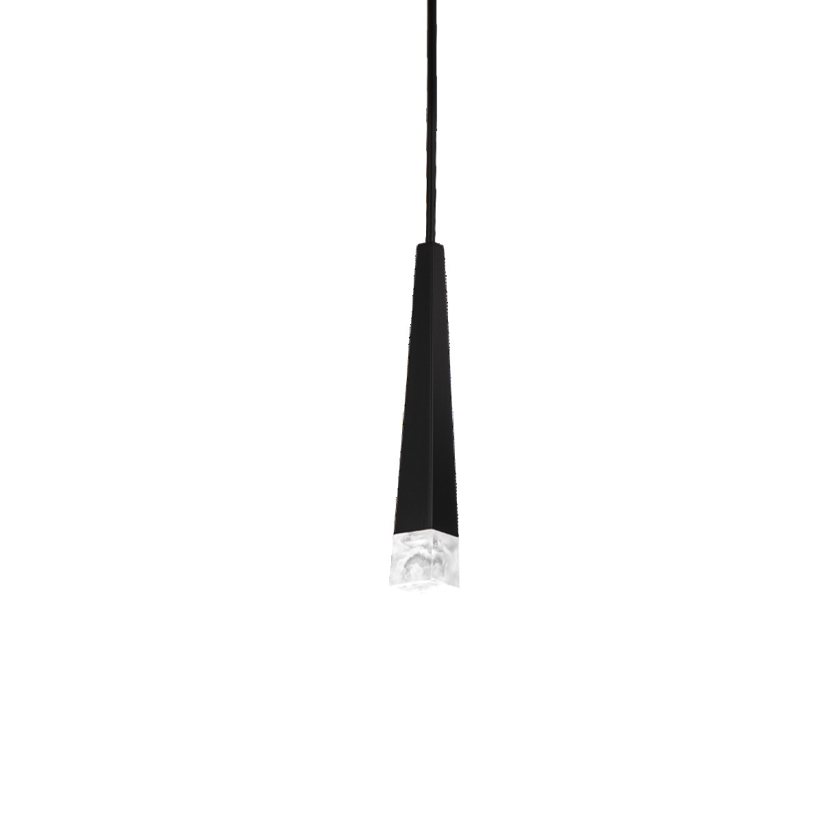 A modern silhouette crafted with timeless beauty. This handsome tapered pyramid is simple elegance. For a dramatic expression, creatively space these mini pendants in a group over islands, counter, tables and bars. Down rods are included for easy alignment of multiple pendants in a row.